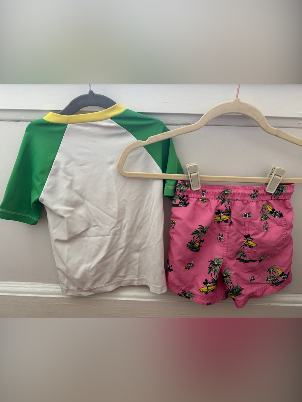 Janie & Jack Disney Mickey Tropical Rash Guard Set - Green, Yellow & Pink Size 3 - Picture 4 of 4